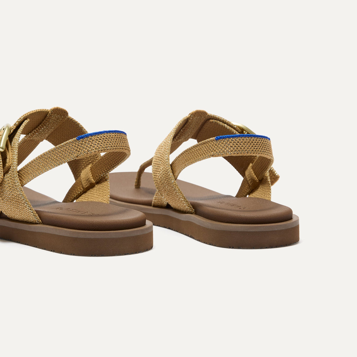 The T-Strap Sandal in Metallic Golden Sun | Rothys Women