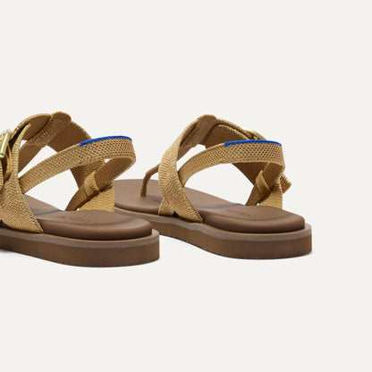 The T-Strap Sandal in Metallic Golden Sun | Rothys Women