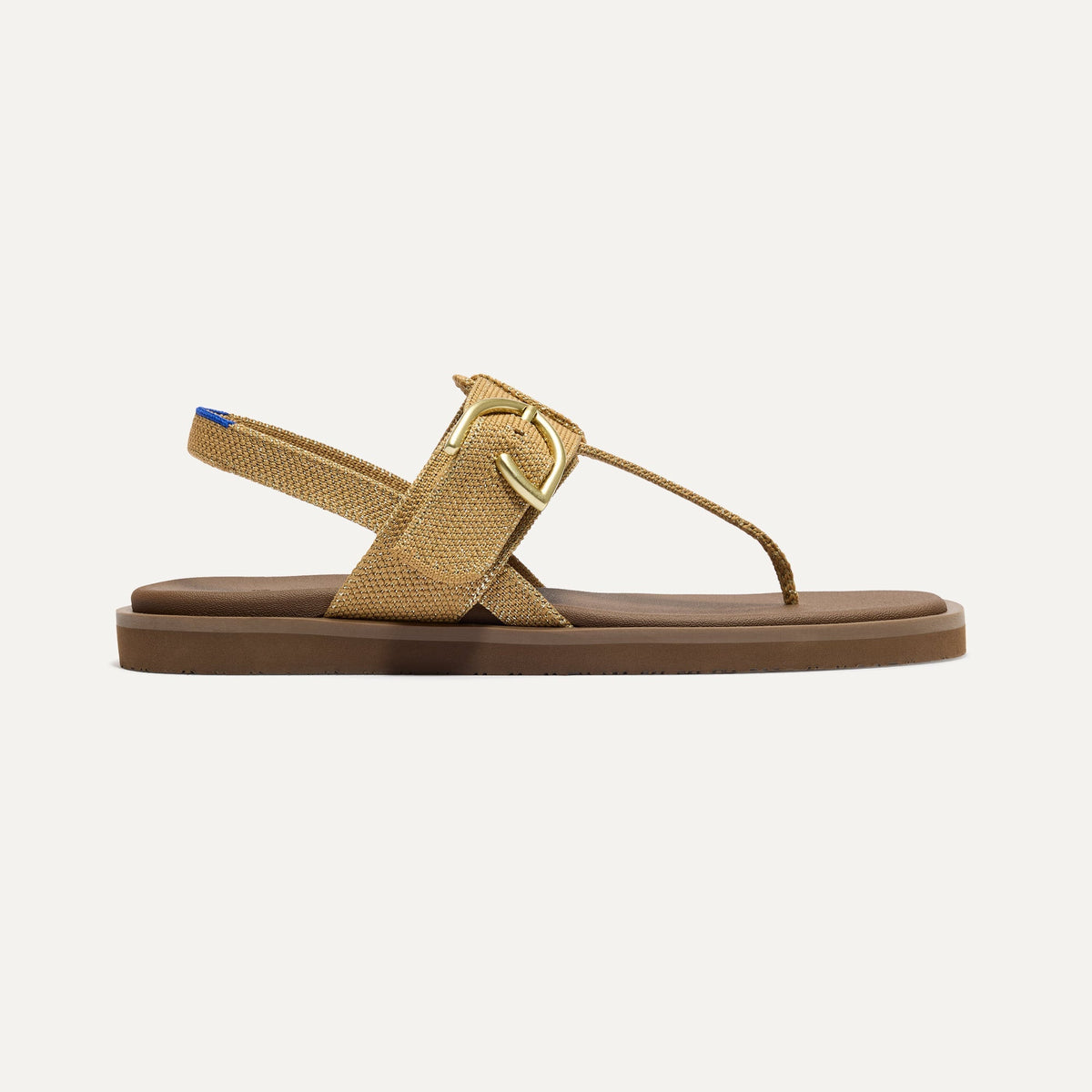 The T-Strap Sandal in Metallic Golden Sun | Rothys Women