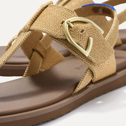 The T-Strap Sandal in Metallic Golden Sun | Rothys Women