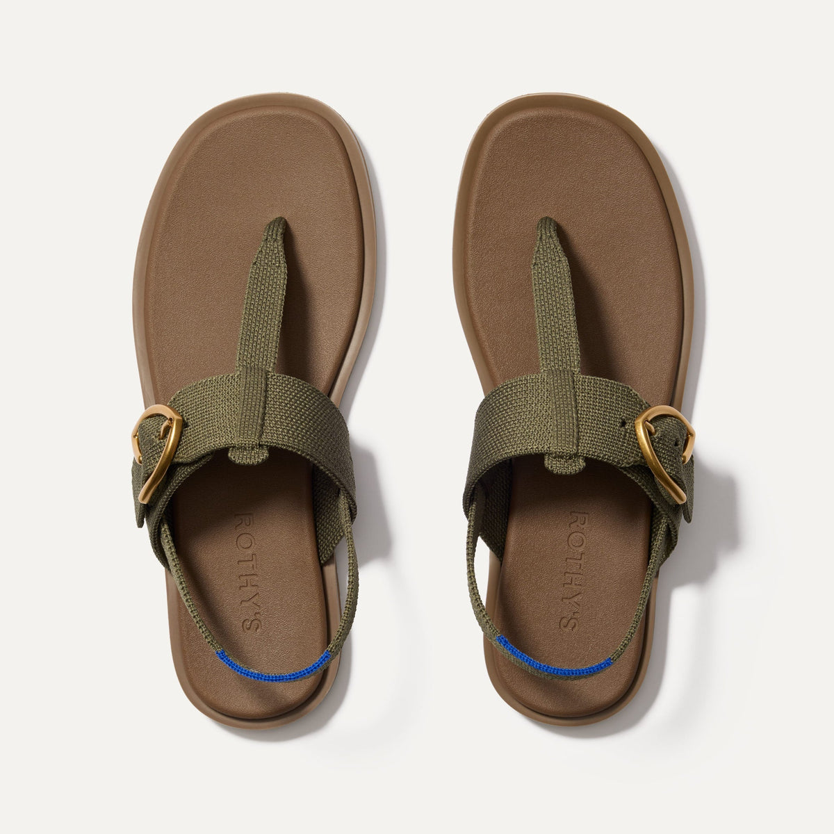 The T-Strap Sandal in Safari Green | Rothys Women