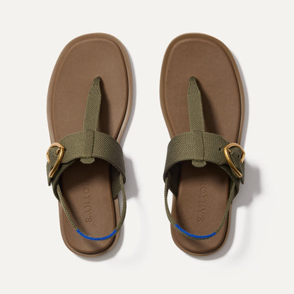 The T-Strap Sandal in Safari Green | Rothys Women