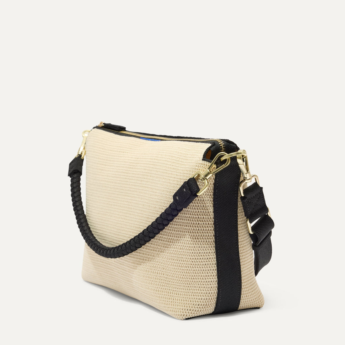 The Daily Crossbody in Black and White Raffia-Knit | Rothys Women|Bags