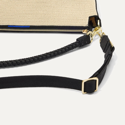 The Daily Crossbody in Black and White Raffia-Knit | Rothys Women|Bags