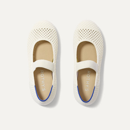 The Kids Mary Jane in White Open-Knit | Rothys Women|Kids|New