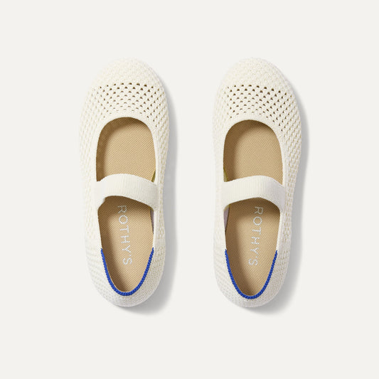 The Kids Mary Jane in White Open-Knit | Rothys Women|Kids|New