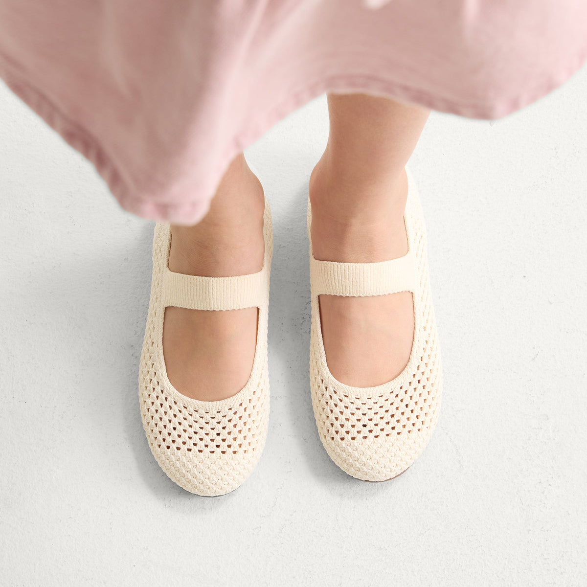The Kids Mary Jane in White Open-Knit | Rothys Women|Kids|New