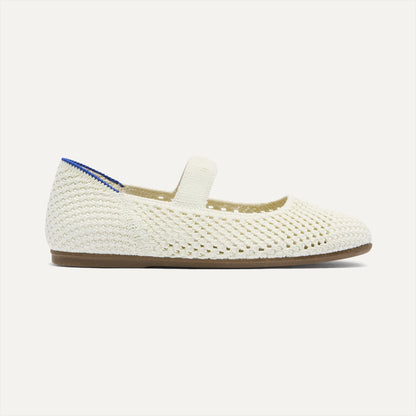 The Kids Mary Jane in White Open-Knit | Rothys Women|Kids|New