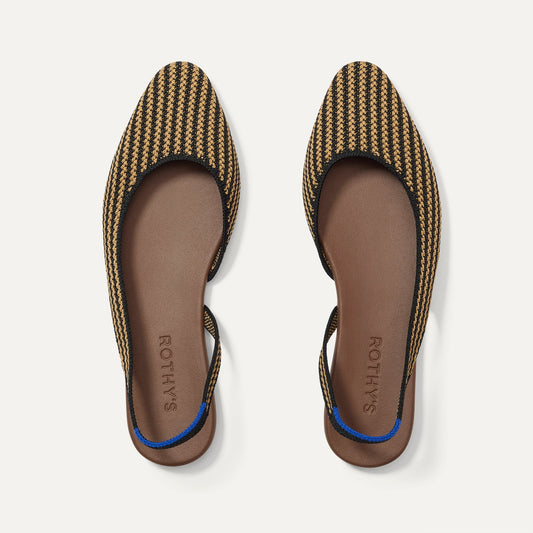 The Almond Slingback in Butterscotch Stripe | Rothys Women