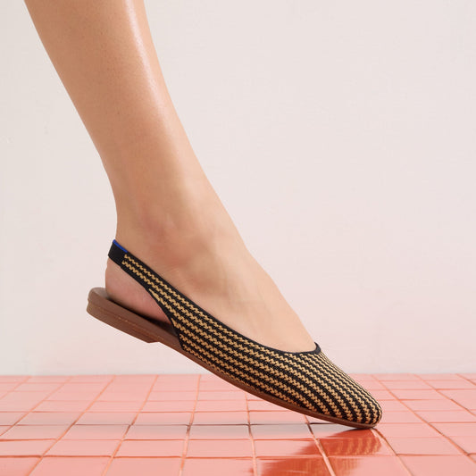 The Almond Slingback in Butterscotch Stripe | Rothys Women