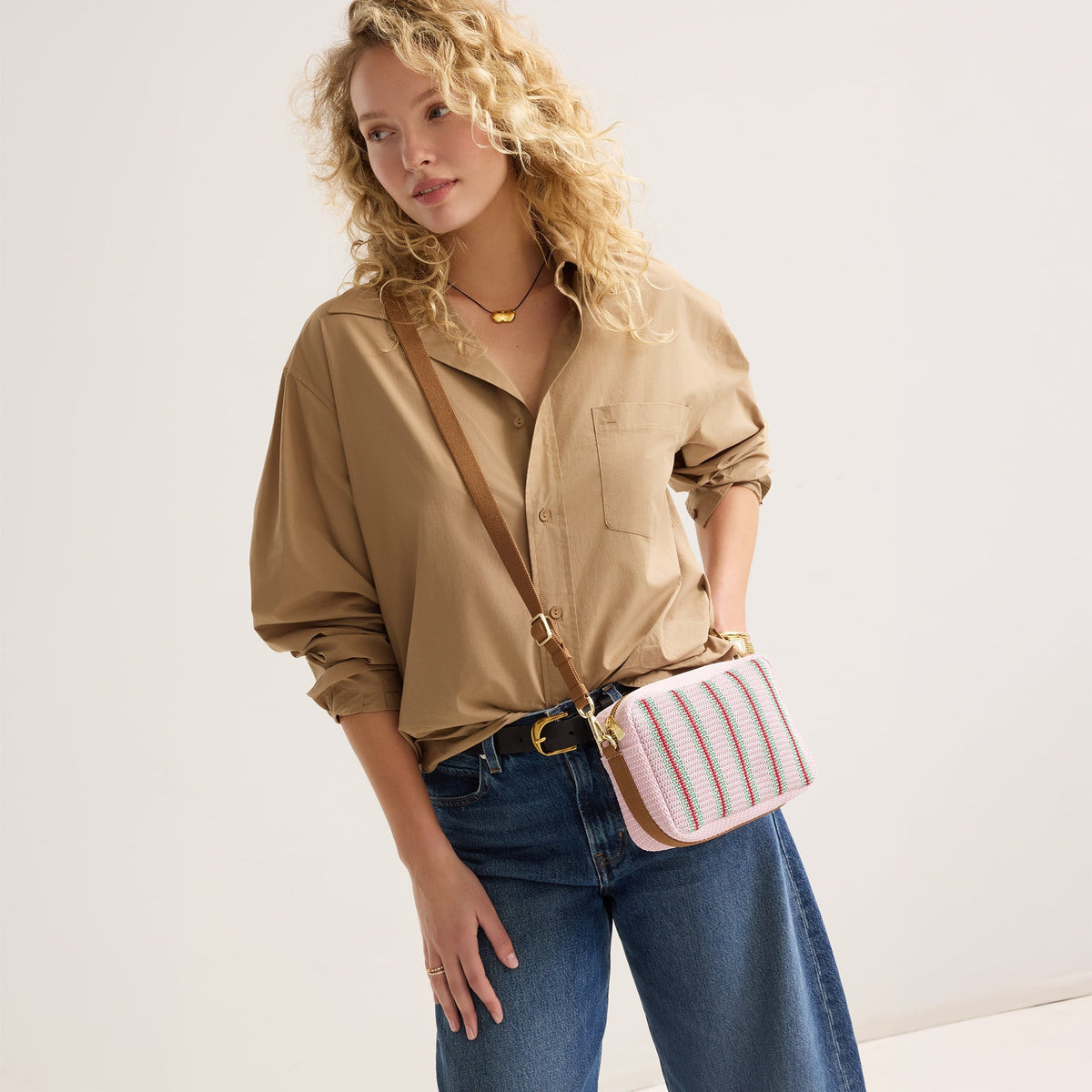 The Crossbody Camera Bag in Watermelon Market Stripe | Rothys Women|Bags