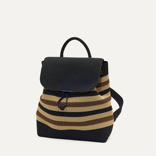 The Cinch Backpack in Mocha Stripe Crochet | Rothys Women|Bags