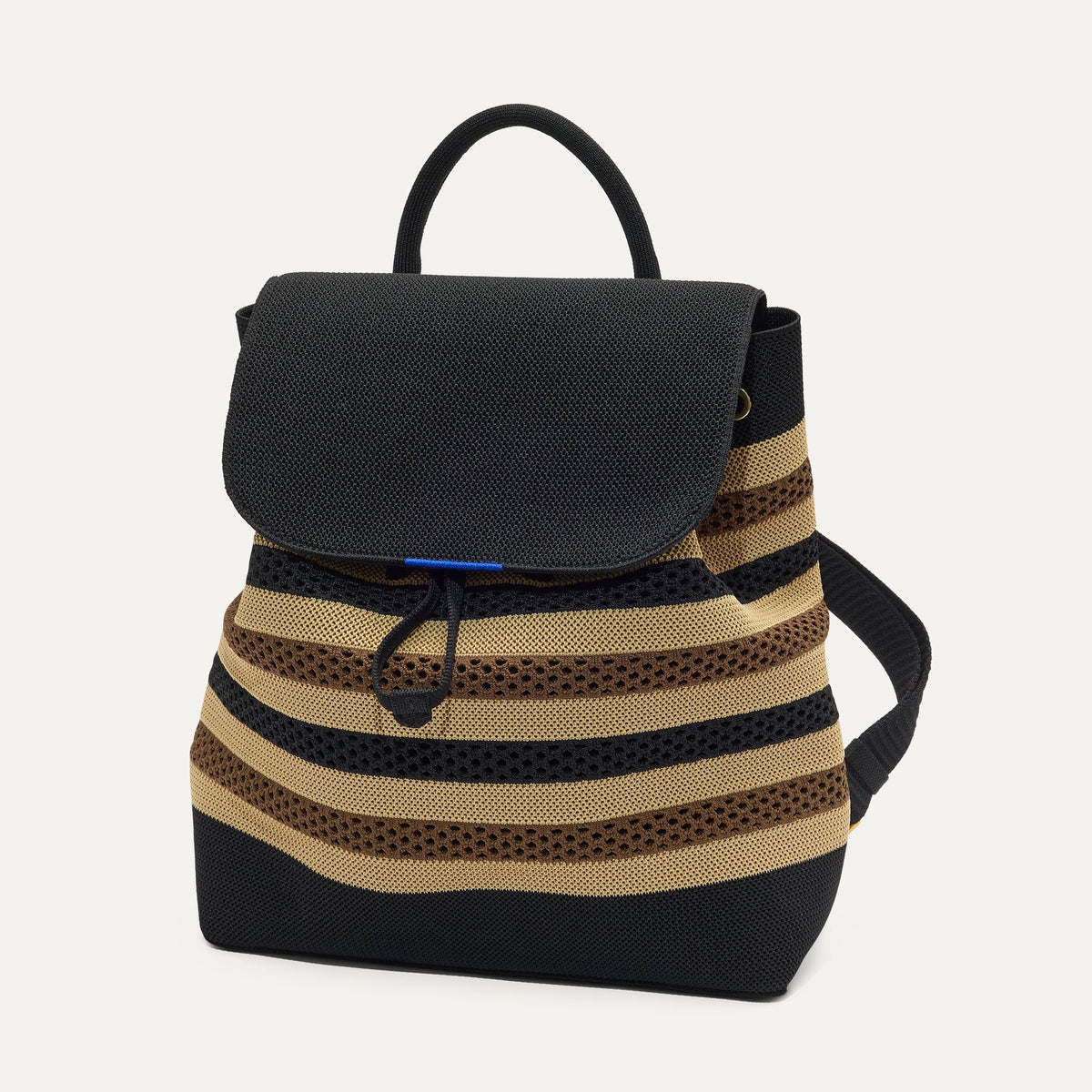The Cinch Backpack in Mocha Stripe Crochet | Rothys Women|Bags