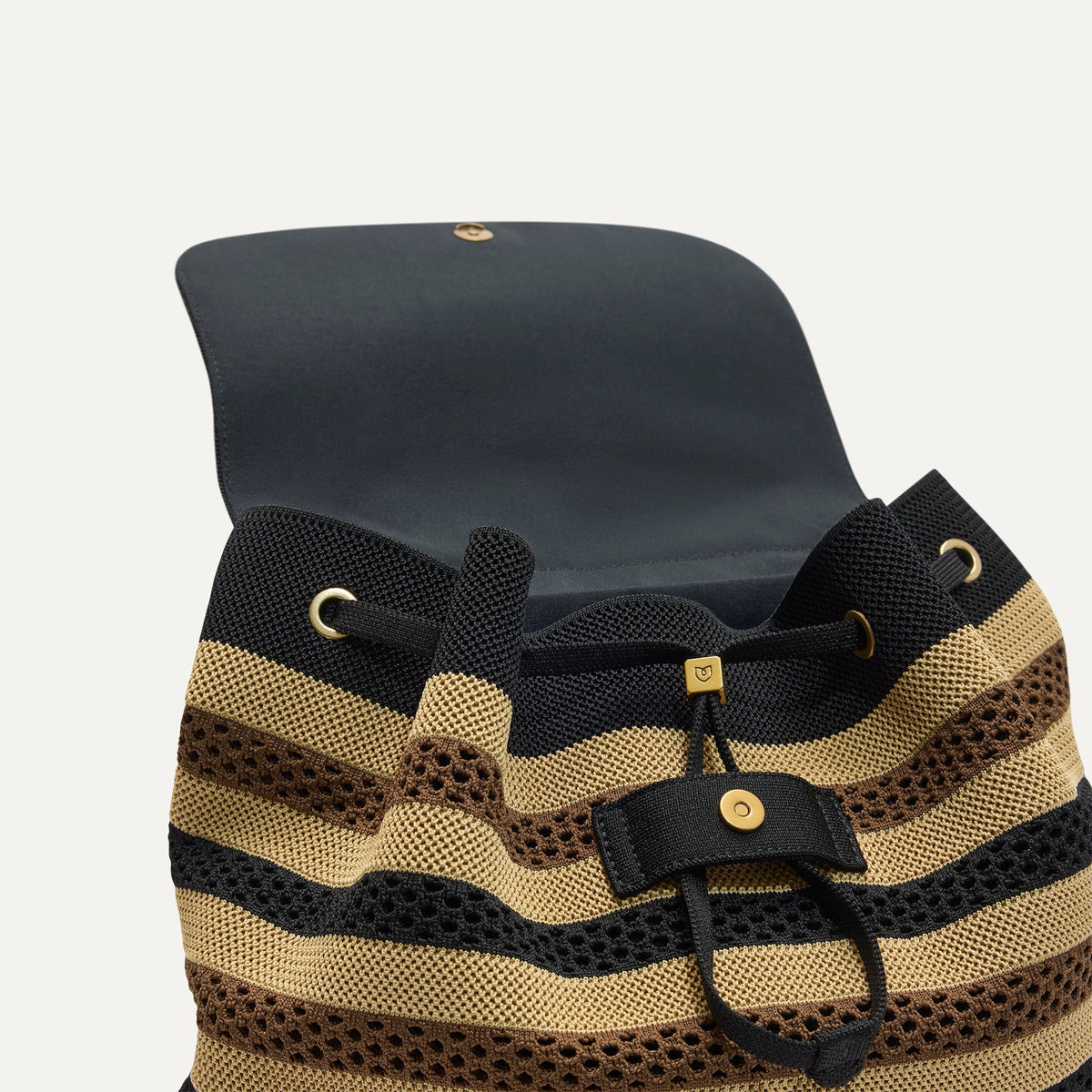 The Cinch Backpack in Mocha Stripe Crochet | Rothys Women|Bags