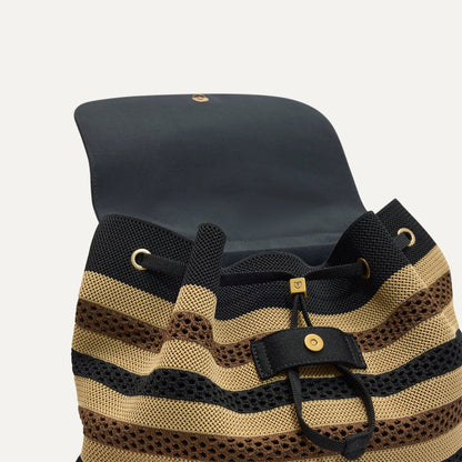 The Cinch Backpack in Mocha Stripe Crochet | Rothys Women|Bags