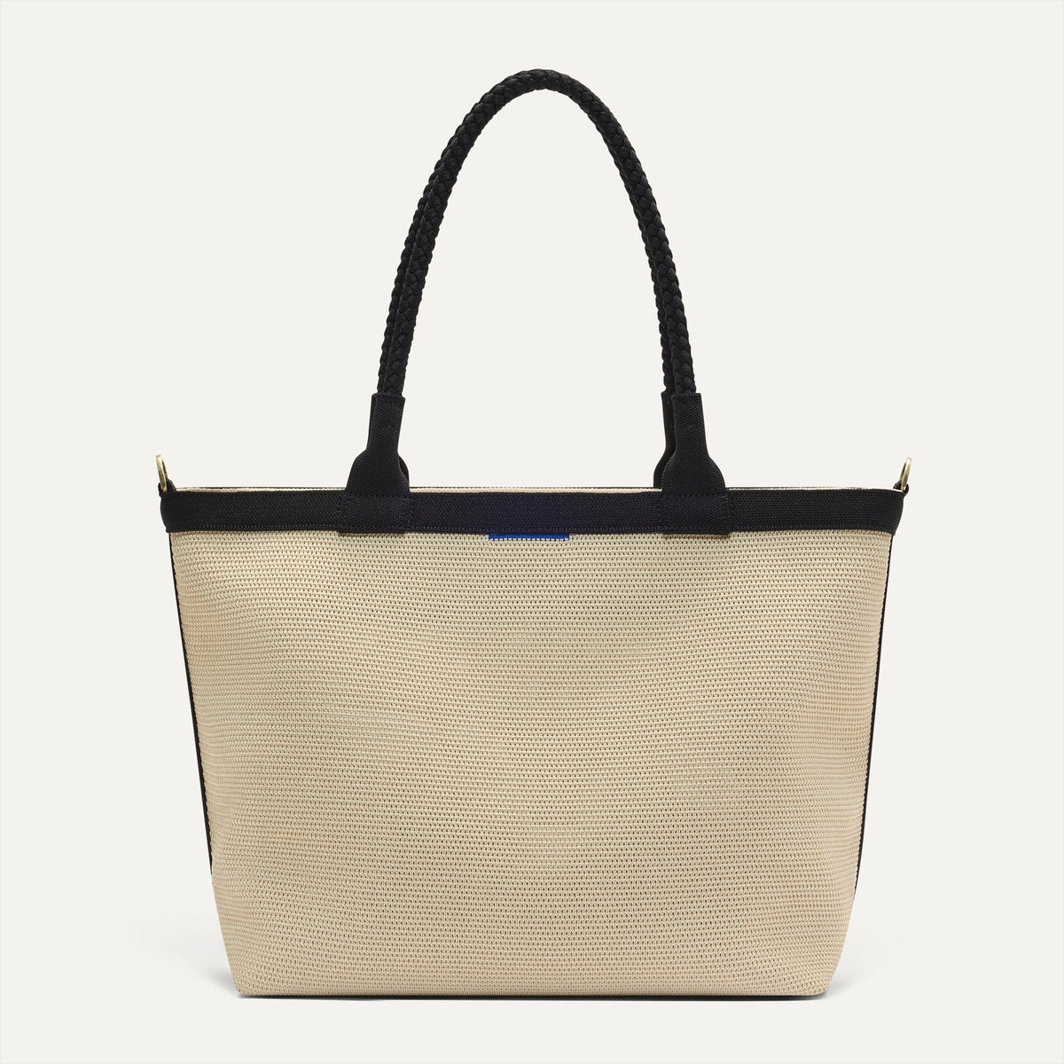The Lightweight Zipper Tote in Black and White Raffia-Knit | Rothys Women|Bags