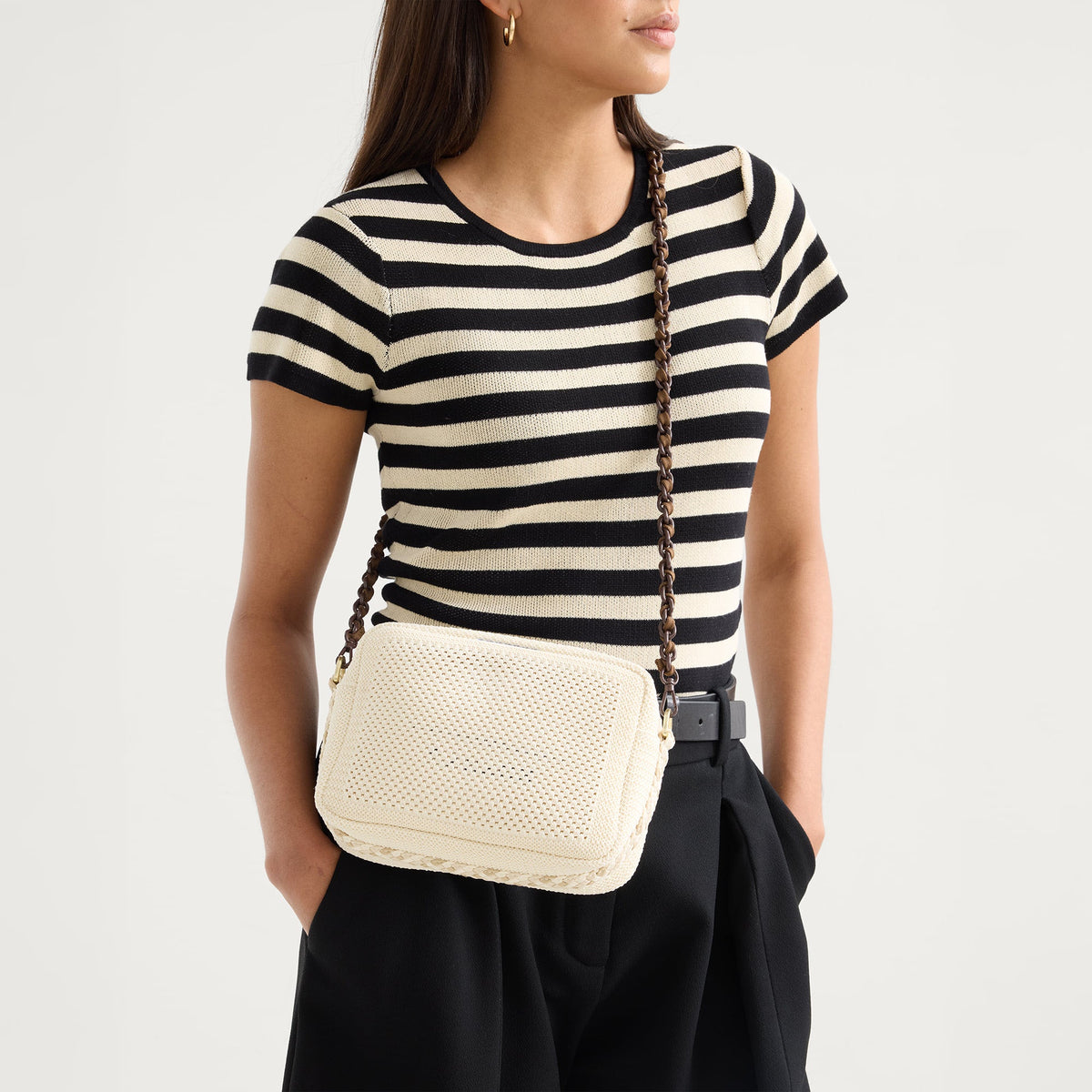 Crossbody Strap in Espresso Chain-Knit | Rothys Women|Bags
