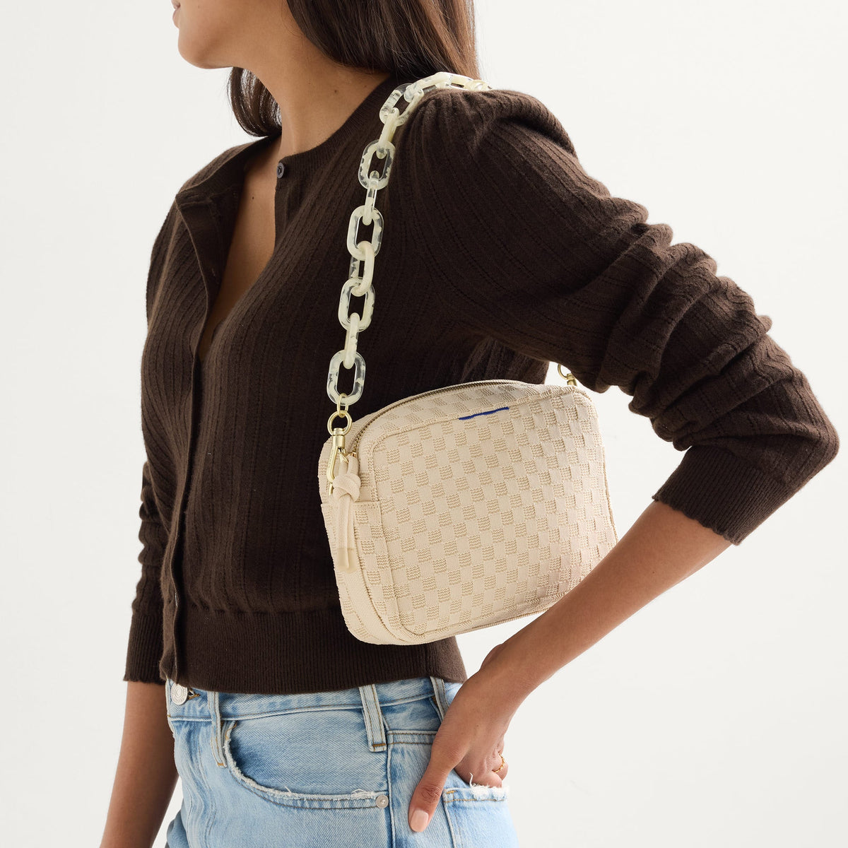 The Shoulder Strap in Opal White Chain | Rothys Women|Bags