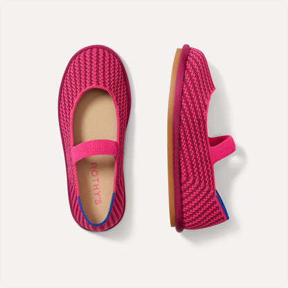 Girls' Mini Mary Jane in Raspberry Stripe | Rothys Women|Men|Kids|New