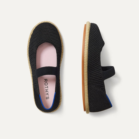 Girls' Mini Mary Jane in Black Raffia-Knit | Rothys Women|Men|Kids|New