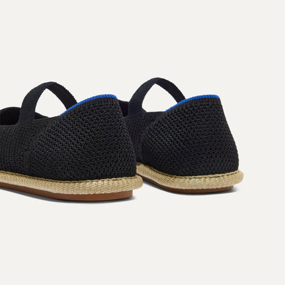 Girls' Mini Mary Jane in Black Raffia-Knit | Rothys Women|Men|Kids|New