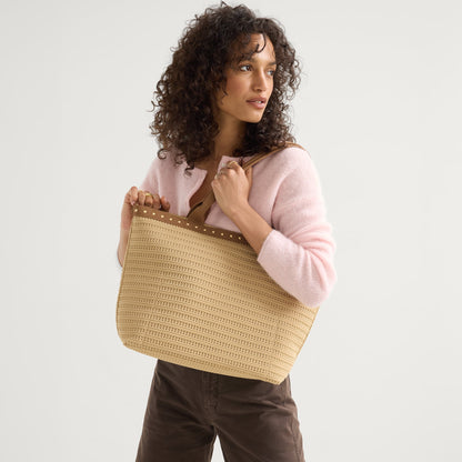 The Lightweight Zipper Tote in Brown Butter Crochet | Rothys Bags