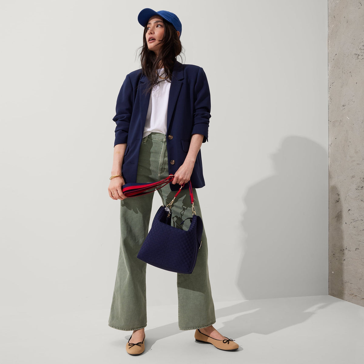 Crossbody Strap in Navy and Red | Rothys Bags