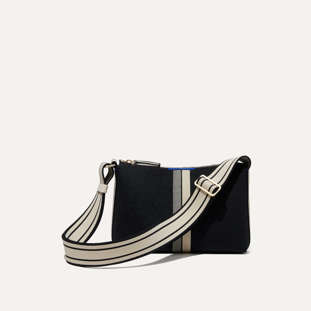 The Casual Crossbody in Black and Ivory Stripe | Rothys Bags