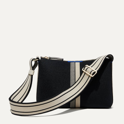 The Casual Crossbody in Black and Ivory Stripe | Rothys Bags
