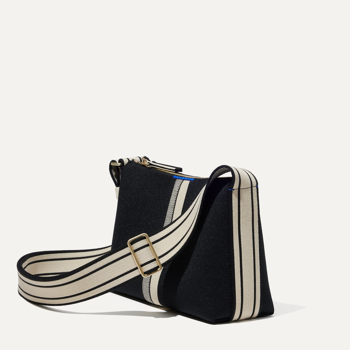The Casual Crossbody in Black and Ivory Stripe | Rothys Bags
