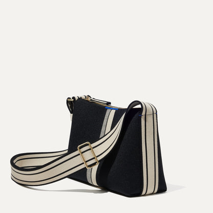 The Casual Crossbody in Black and Ivory Stripe | Rothys Bags
