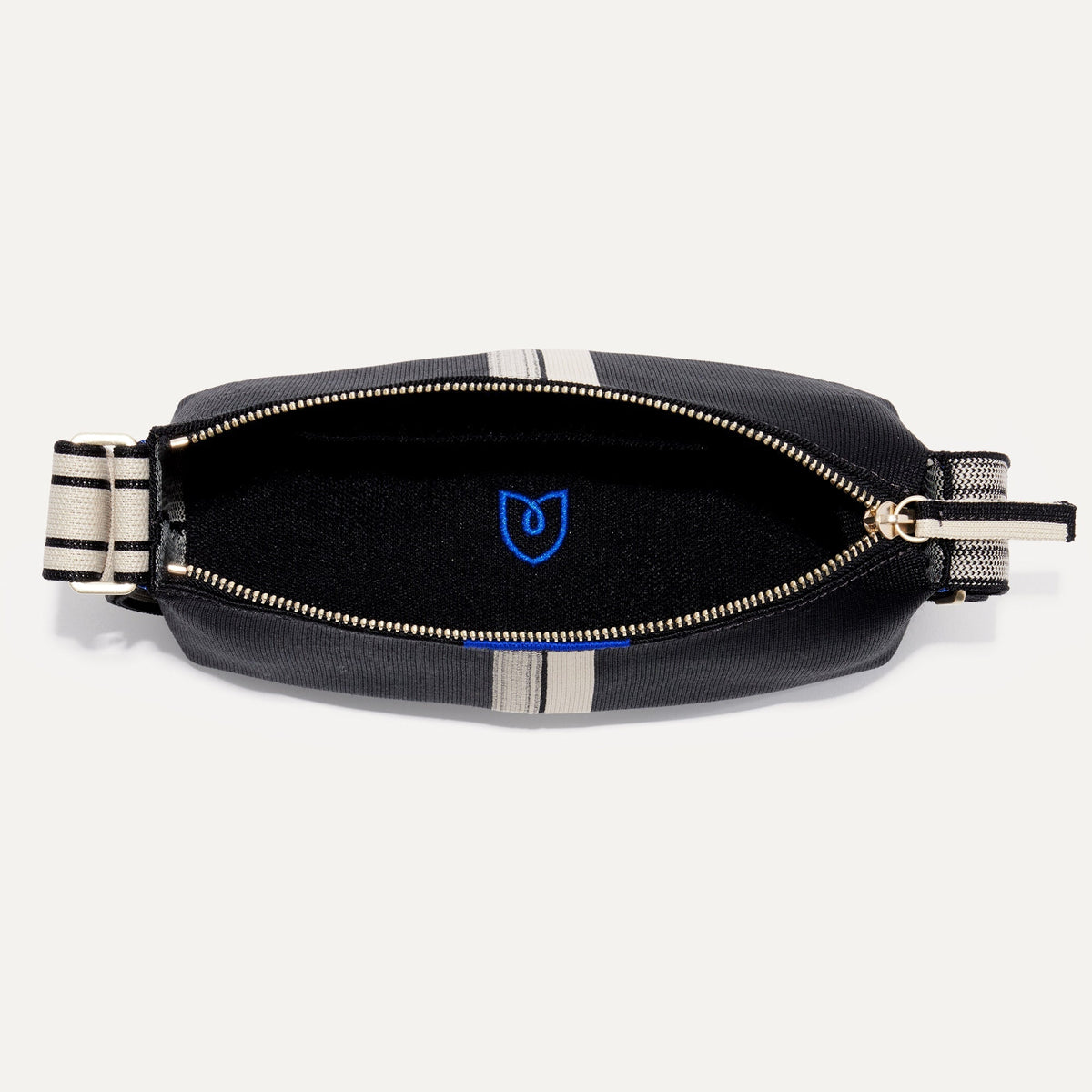 The Casual Crossbody in Black and Ivory Stripe | Rothys Bags