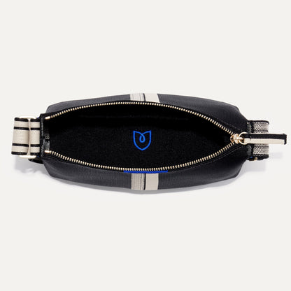 The Casual Crossbody in Black and Ivory Stripe | Rothys Bags