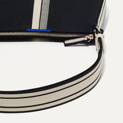 The Casual Crossbody in Black and Ivory Stripe | Rothys Bags