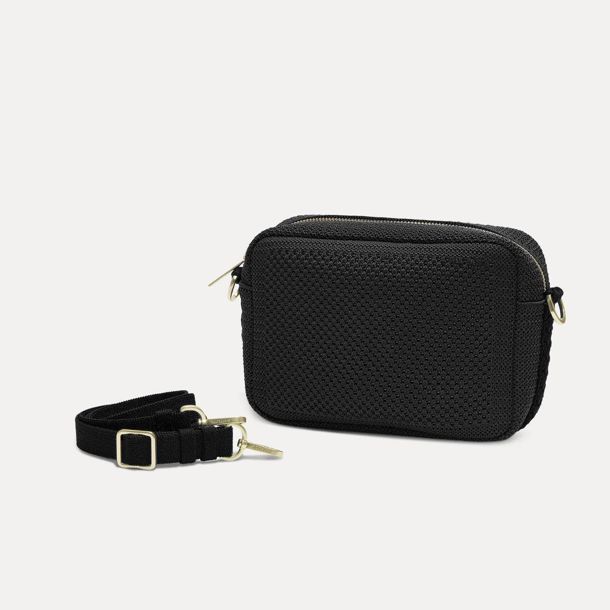 The Crossbody Camera Bag in Black Licorice Open-Knit | Rothys Bags