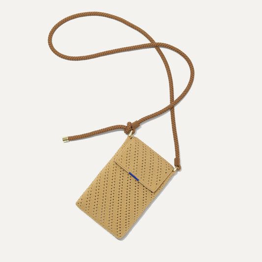 The Phone Crossbody in Brown Butter Crochet | Rothys Bags