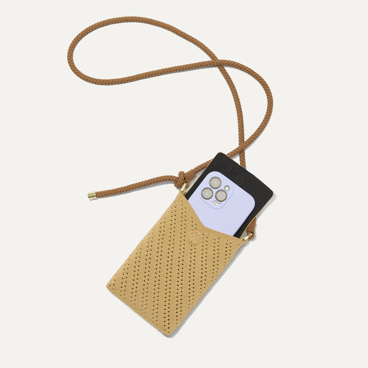 The Phone Crossbody in Brown Butter Crochet | Rothys Bags