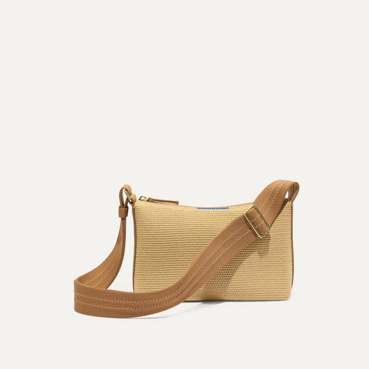 The Casual Crossbody in Brown Butter Raffia-Knit | Rothys Bags