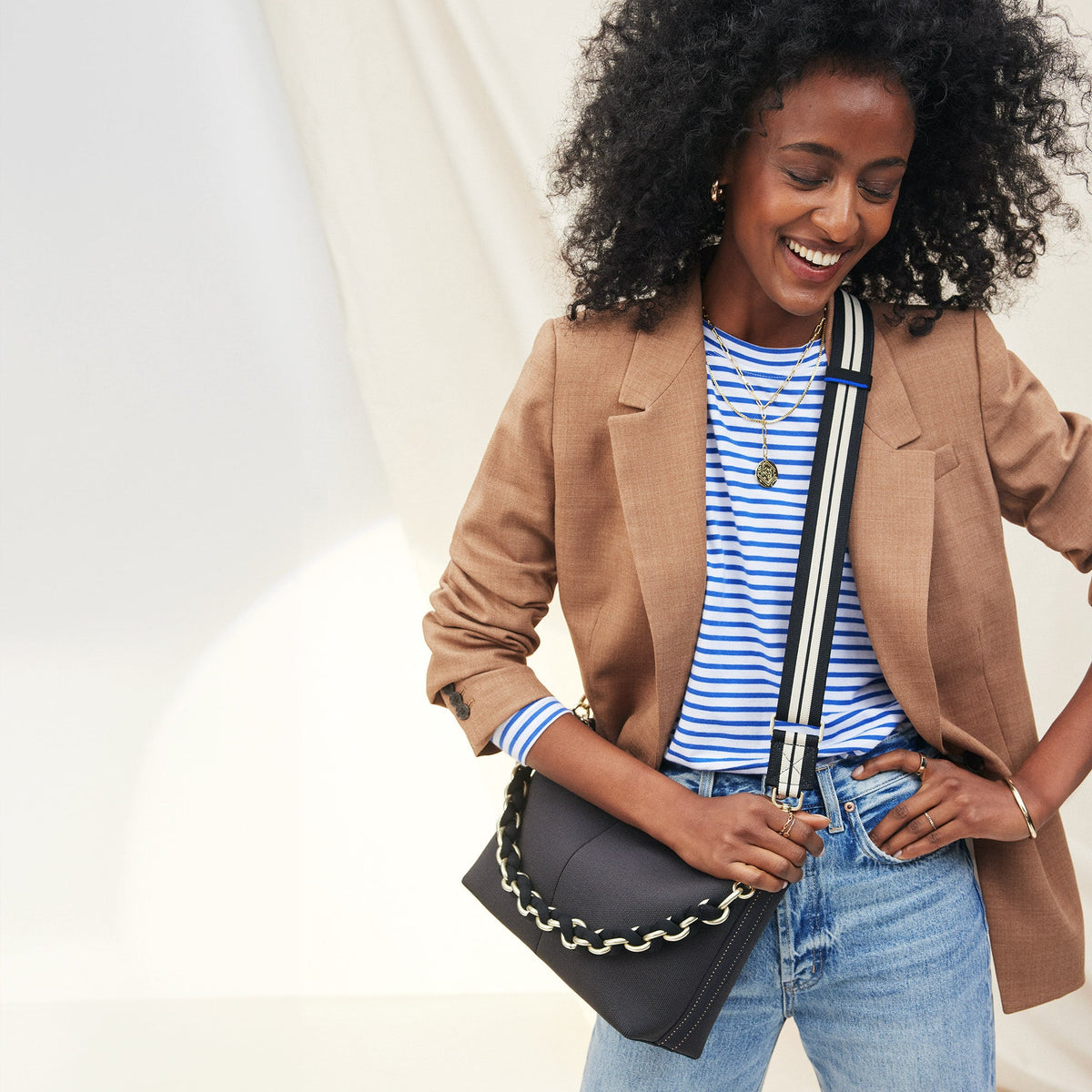 The Shoulder Strap in Black Chain | Rothys Bags
