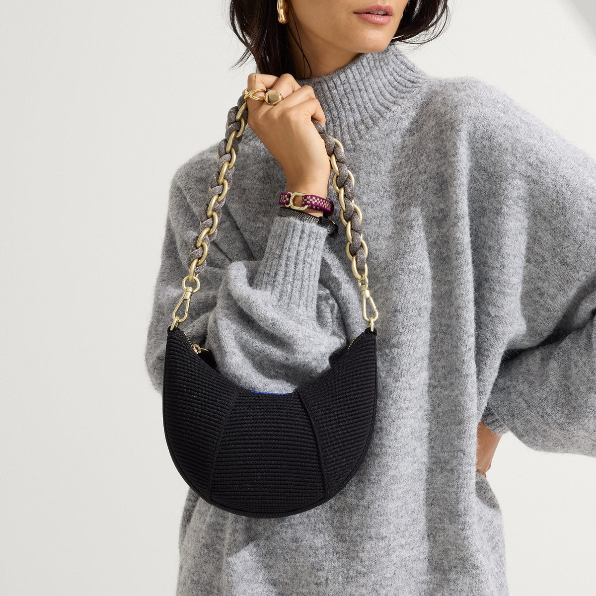 The Shoulder Strap in Golden Silver Chain | Rothys Bags