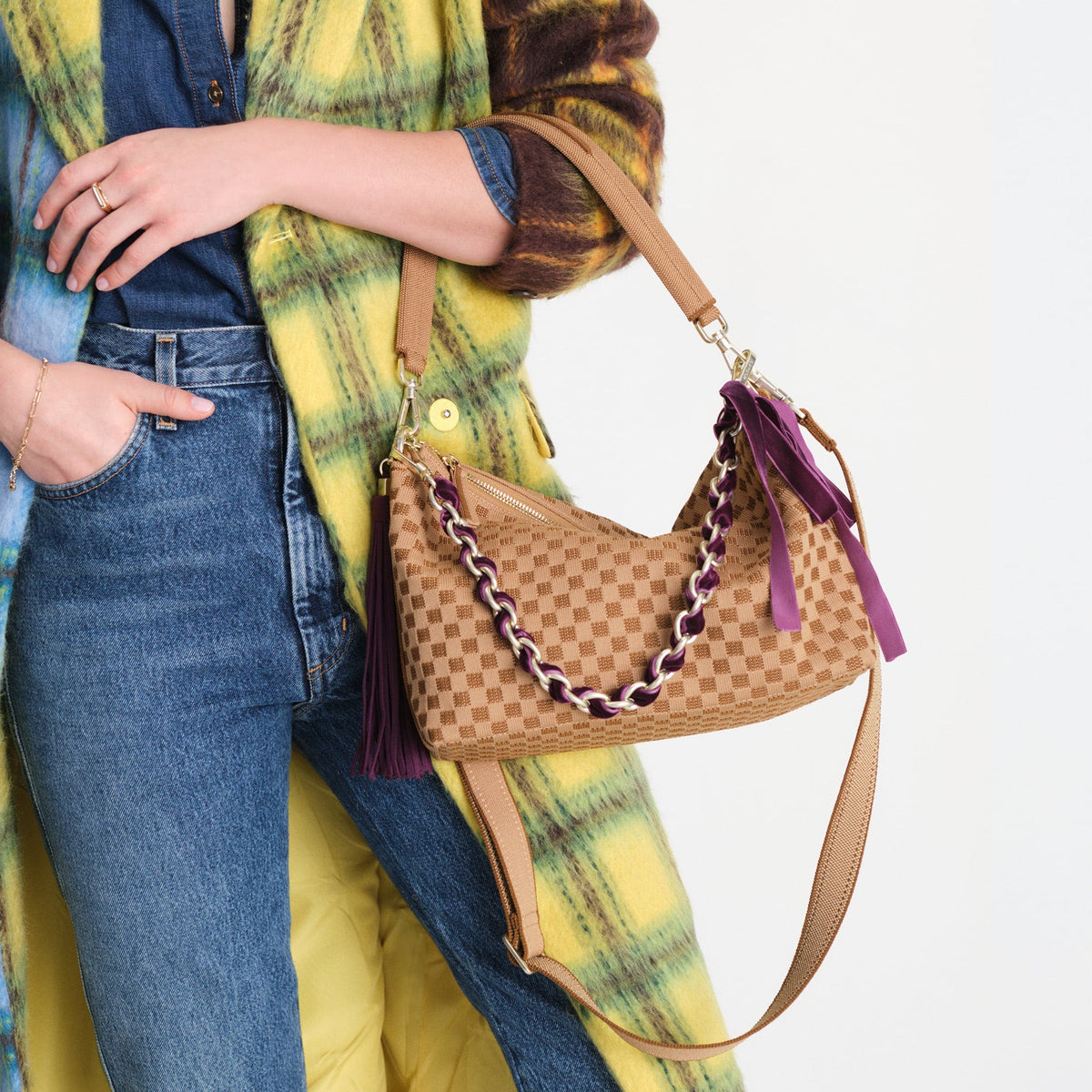The Shoulder Strap in Velvet Plum Chain | Rothys Bags