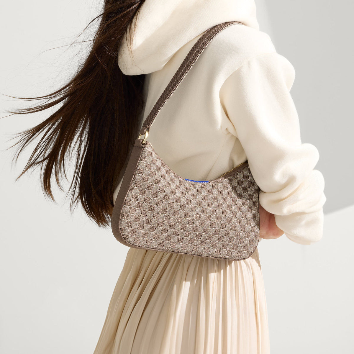 The Mini Shoulder Bag in Light Pewter | Rothys Bags