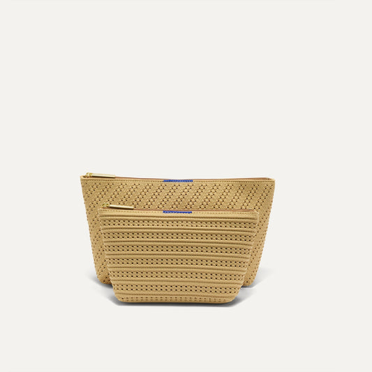 The Travel Pouch Set in Brown Butter Crochet | Rothys Bags