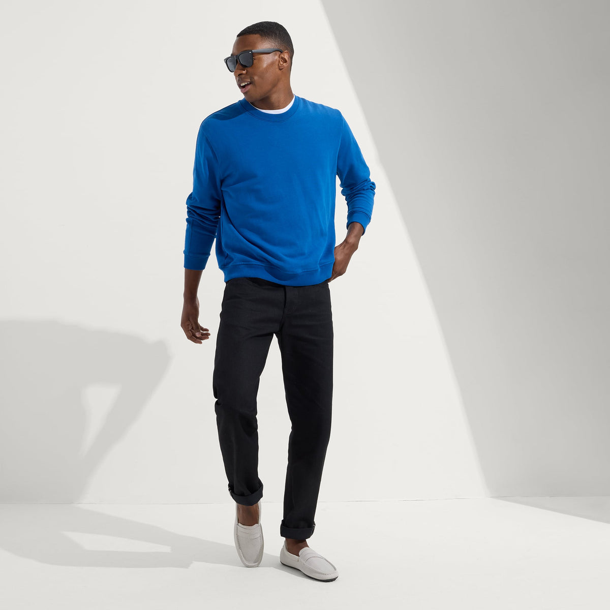 The Driving Loafer in Light Grey Herringbone for Men | Rothys Men