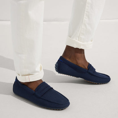 The Driving Loafer in Navy Herringbone for Men | Rothys Men