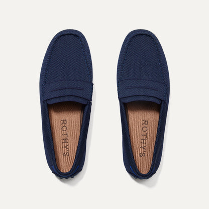 The Driving Loafer in Navy Herringbone for Men | Rothys Men