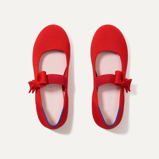 The Kids Tux Bow Mary Jane in Bright Red | Rothys Kids|New
