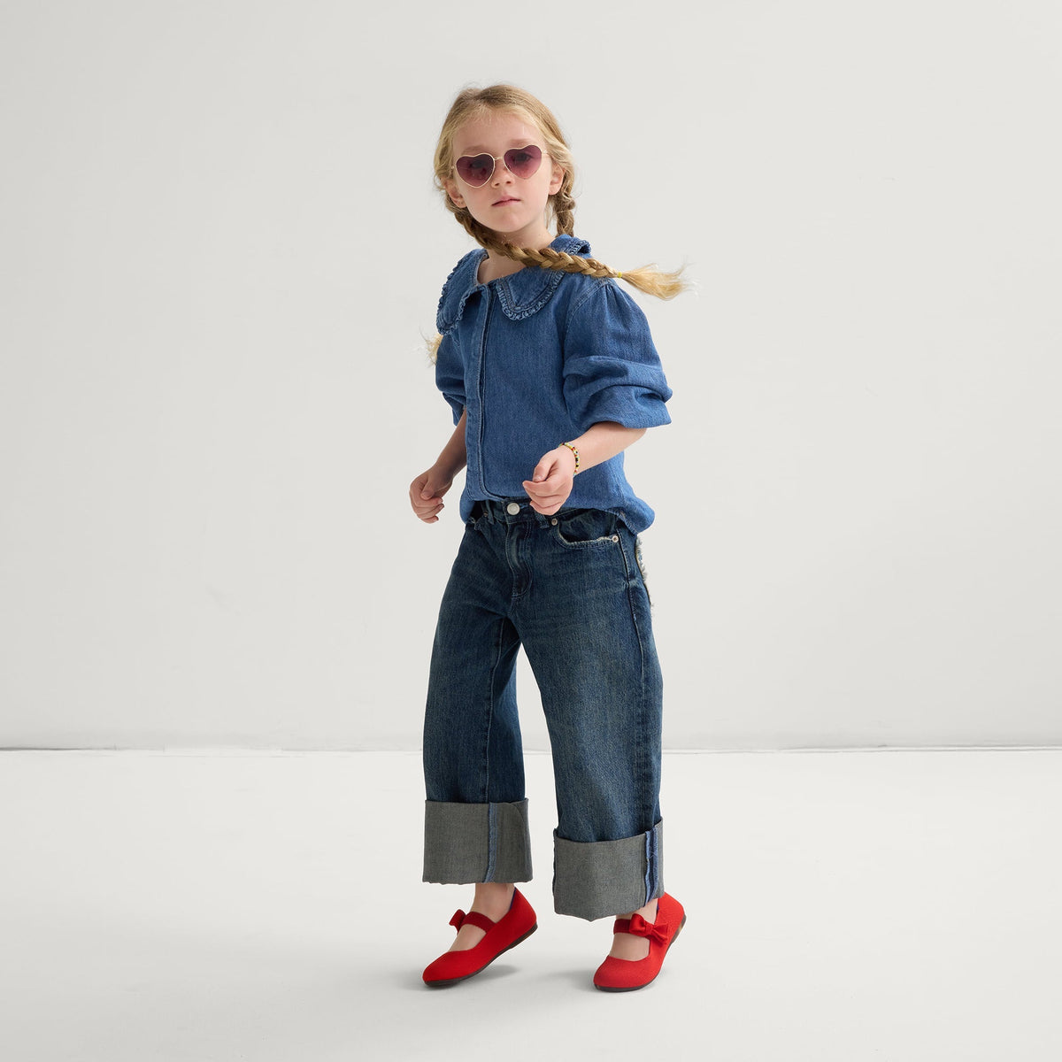 The Kids Tux Bow Mary Jane in Bright Red | Rothys Kids|New