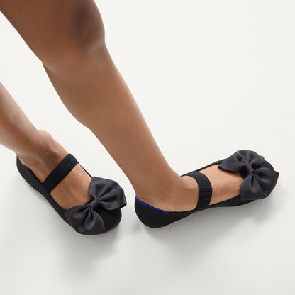 The Kids Big Bow Mary Jane in Black | Rothys Kids|New