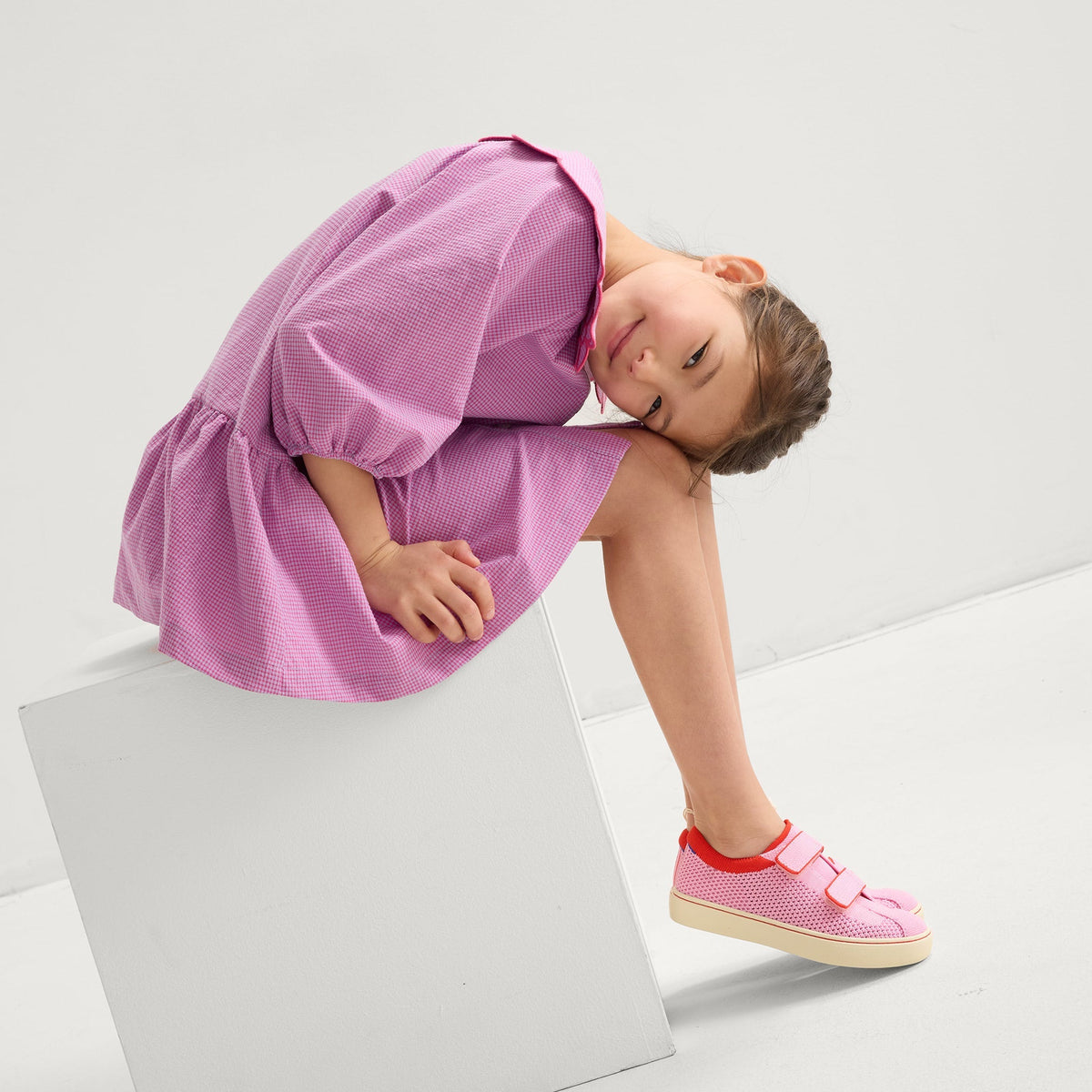 The Kids Strap Sneaker in Tutu Open-Knit | Rothys Kids|New